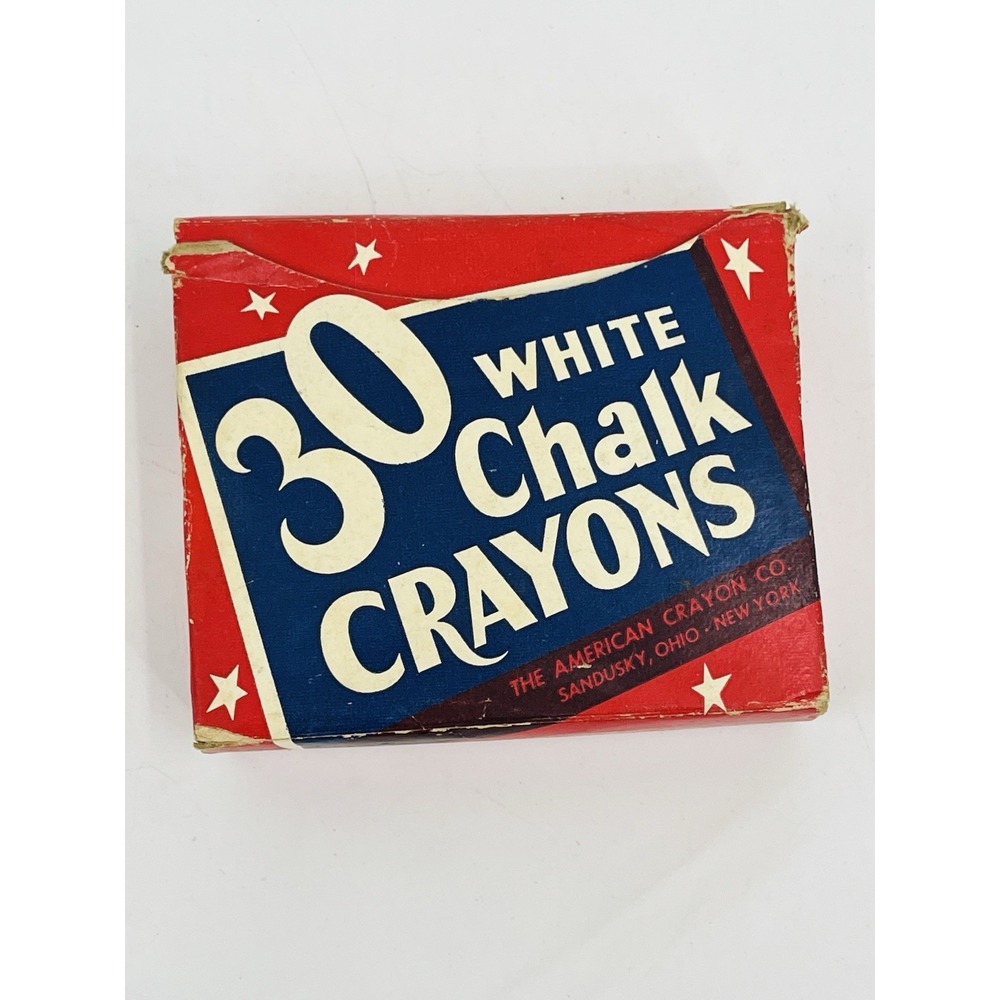 Vintage Kroma White Chalk Crayons American Crayon Co Ohio Advertising Chalkboard
